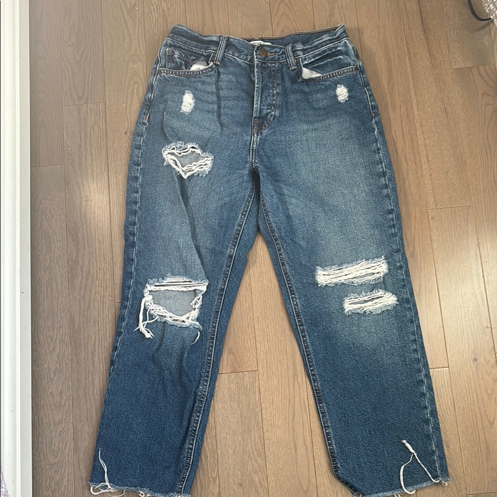 Distressed Blue Denim Jeans